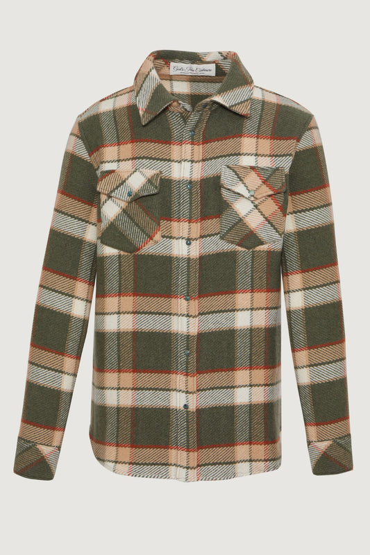 Olive Tartan Cashmere Shirt