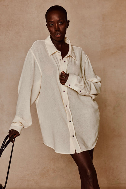 Ivory Gauze Cashmere Shirt