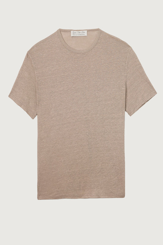 Tan Knit Linen T-Shirt
