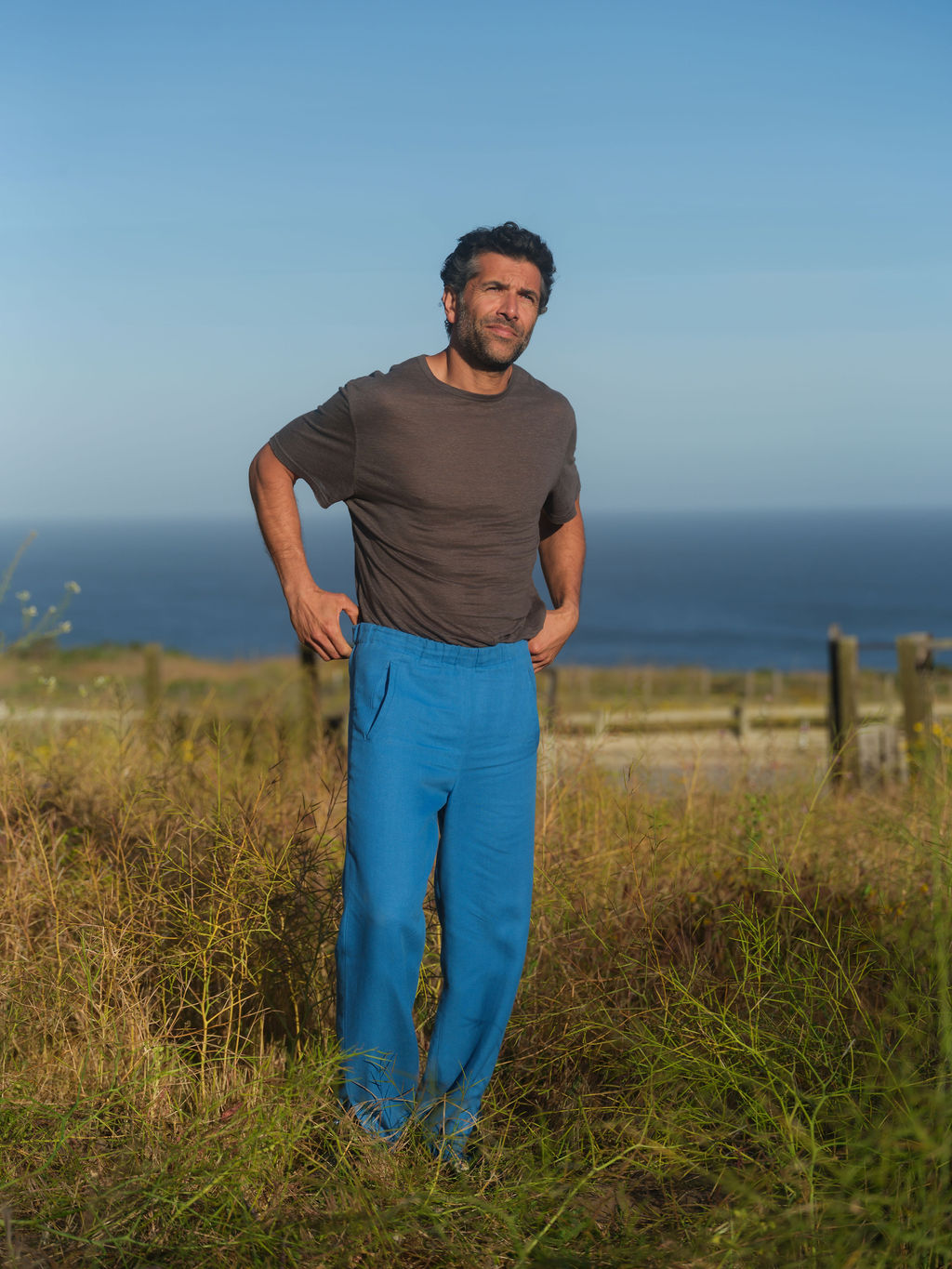 Charcoal Knit Linen T-Shirt