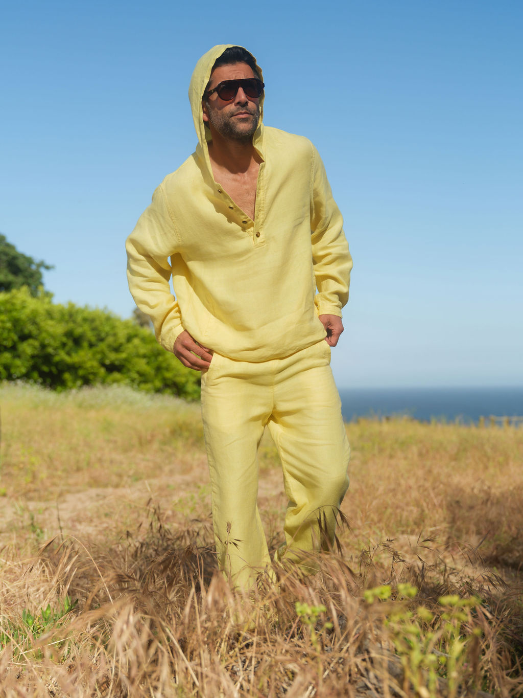 Butter Yellow Linen Track Pant