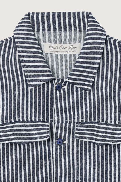 Navy Stripe Linen Jacket