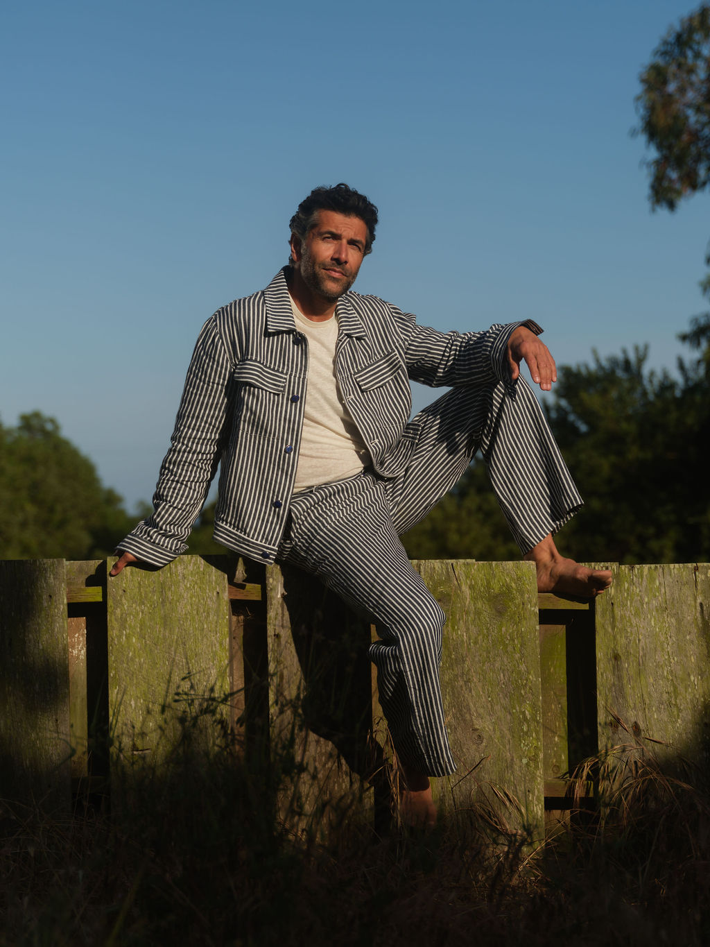 Navy Stripe Linen Jacket