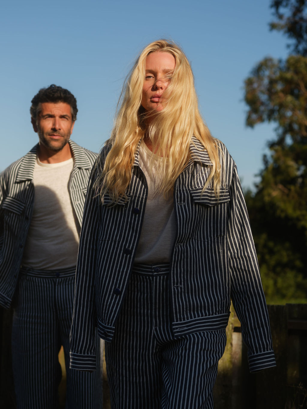 Navy Stripe Linen Jacket