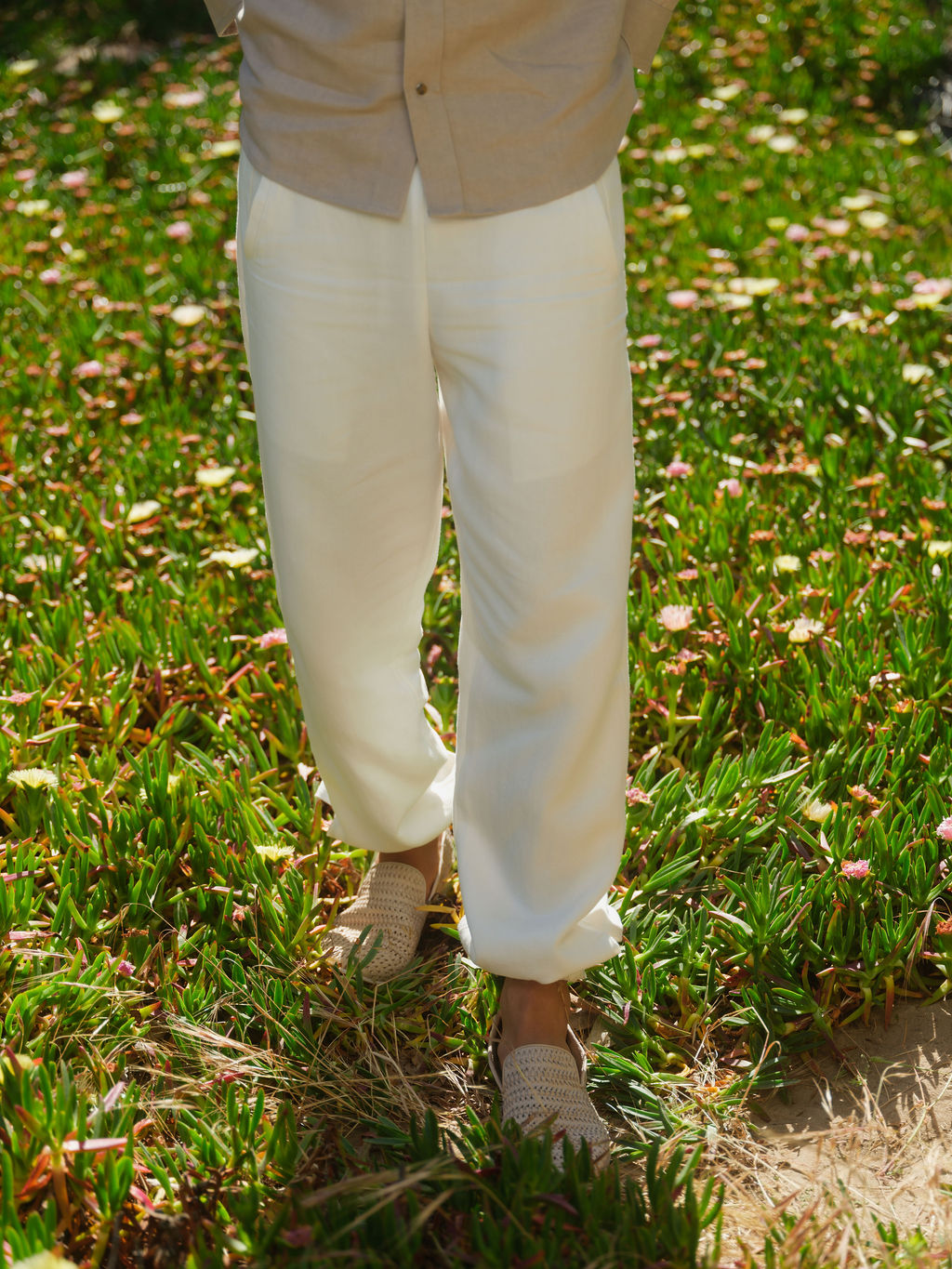 Ivory Linen Track Pant