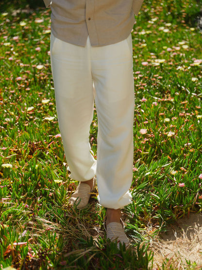 Ivory Linen Track Pant