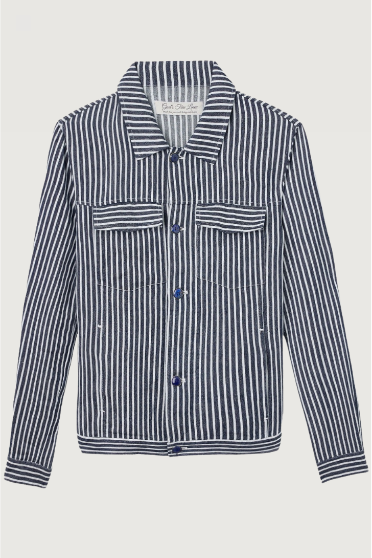 Navy Stripe Linen Jacket