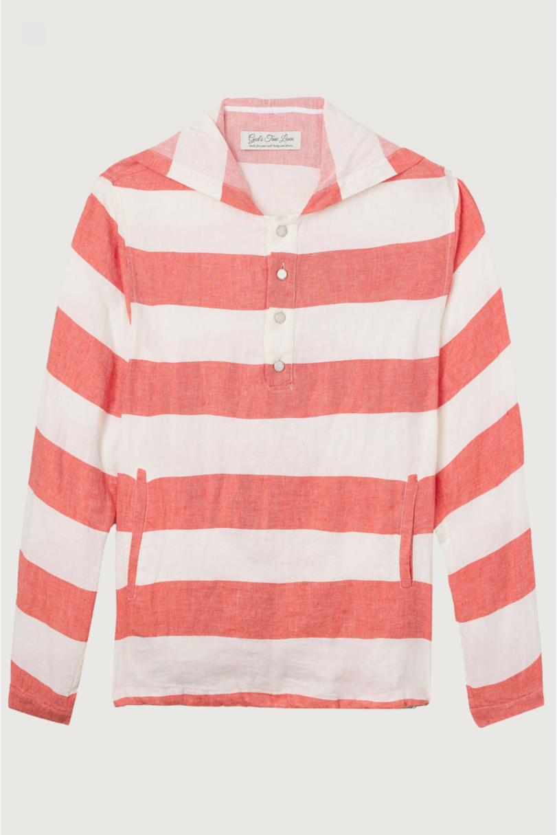 Tomato Stripe Linen Anorak