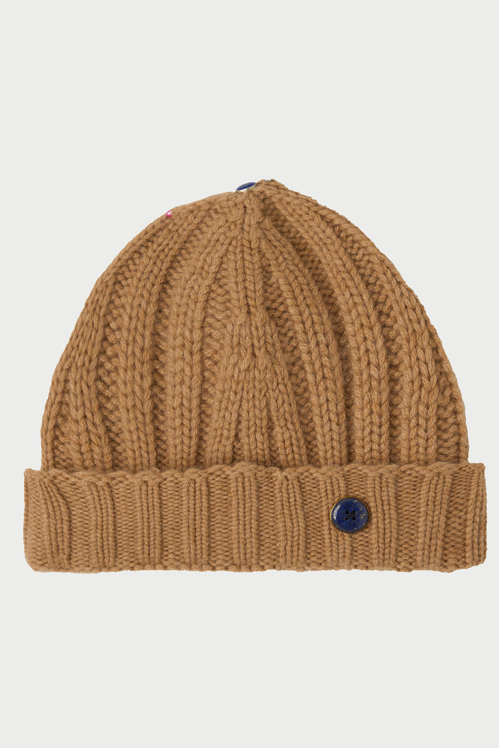 Camel Cashmere Ribbed Beanie