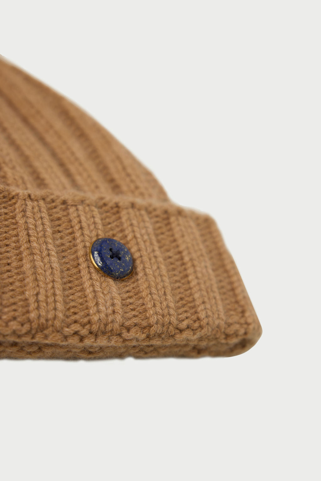 Camel Cashmere Ribbed Beanie