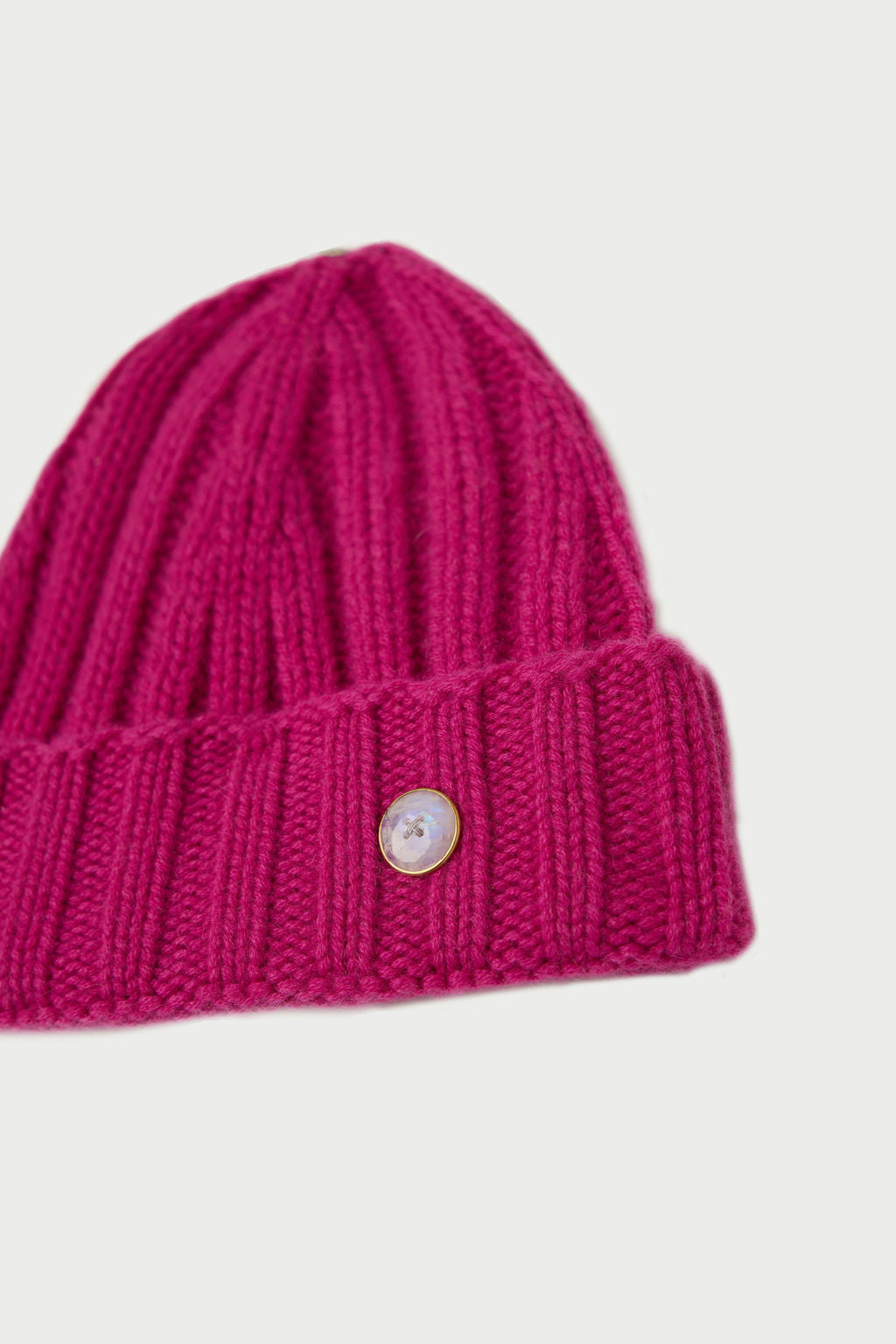 Fuchsia Cashmere Ribbed Beanie