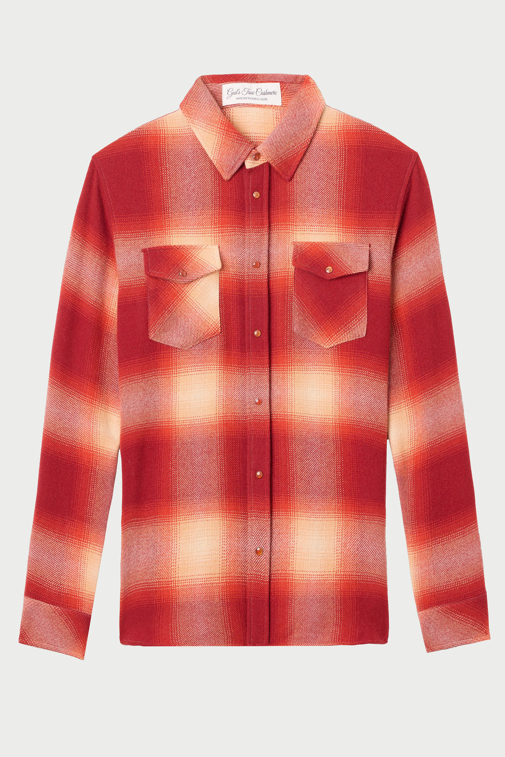 Tomato Shadow Plaid Cashmere Shirt