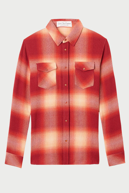 Tomato Shadow Plaid Cashmere Shirt