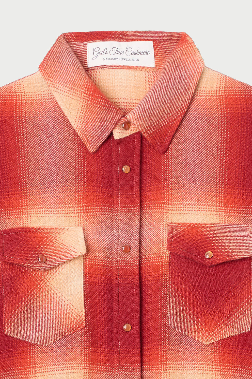 Tomato Shadow Plaid Cashmere Shirt