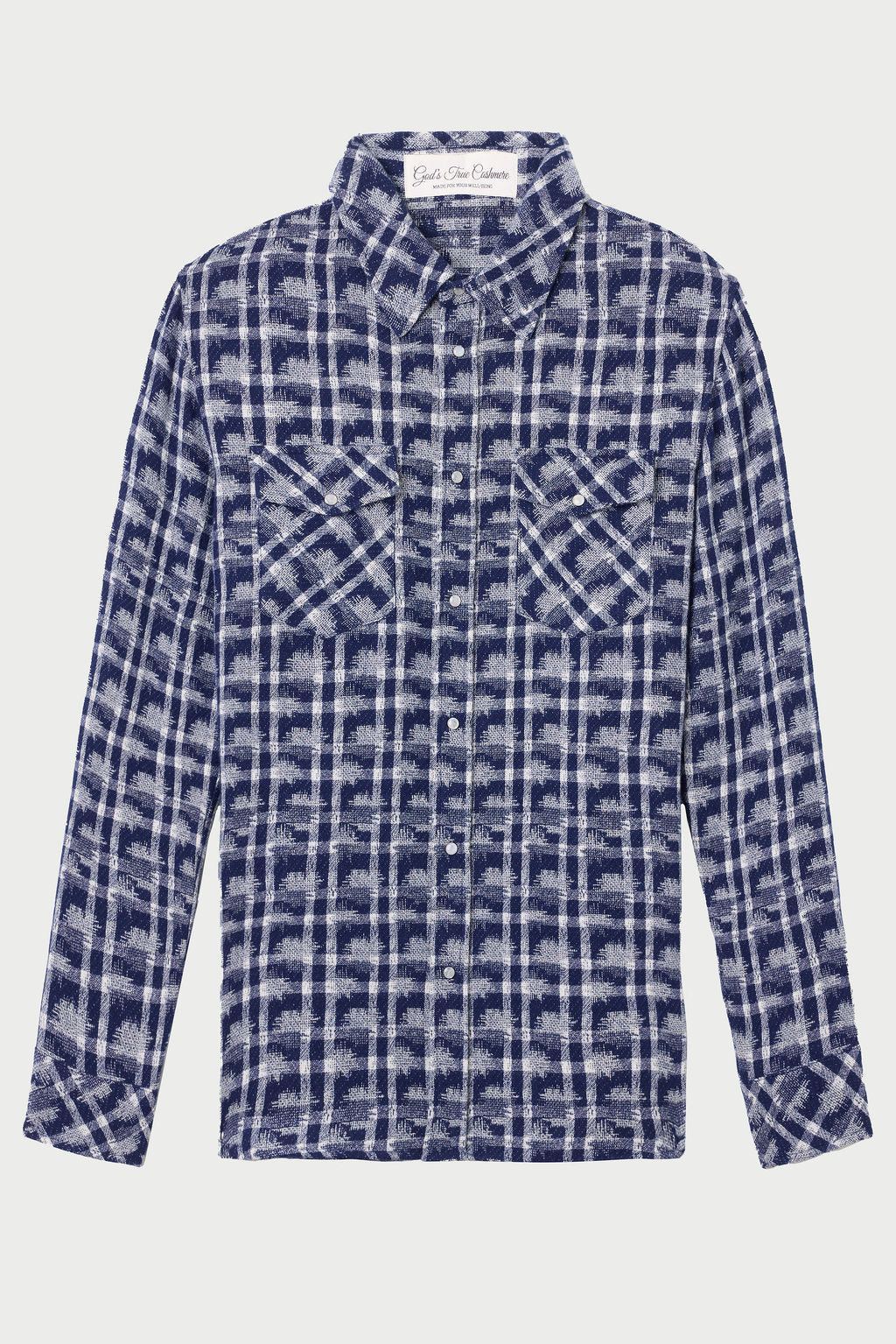 Shibori Plaid Cashmere Shirt