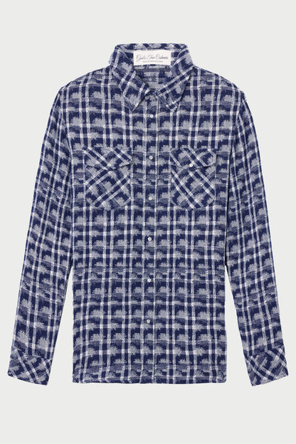 Shibori Plaid Cashmere Shirt