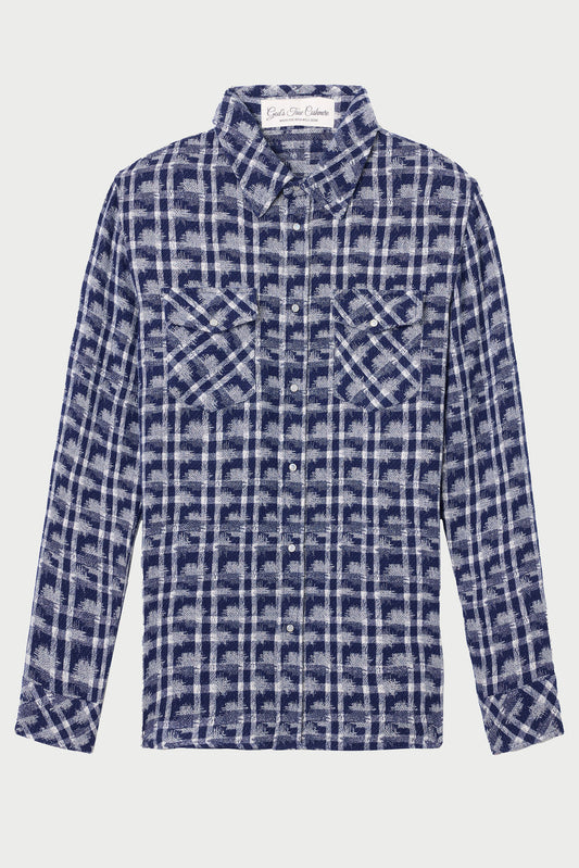 Shibori Plaid Cashmere Shirt