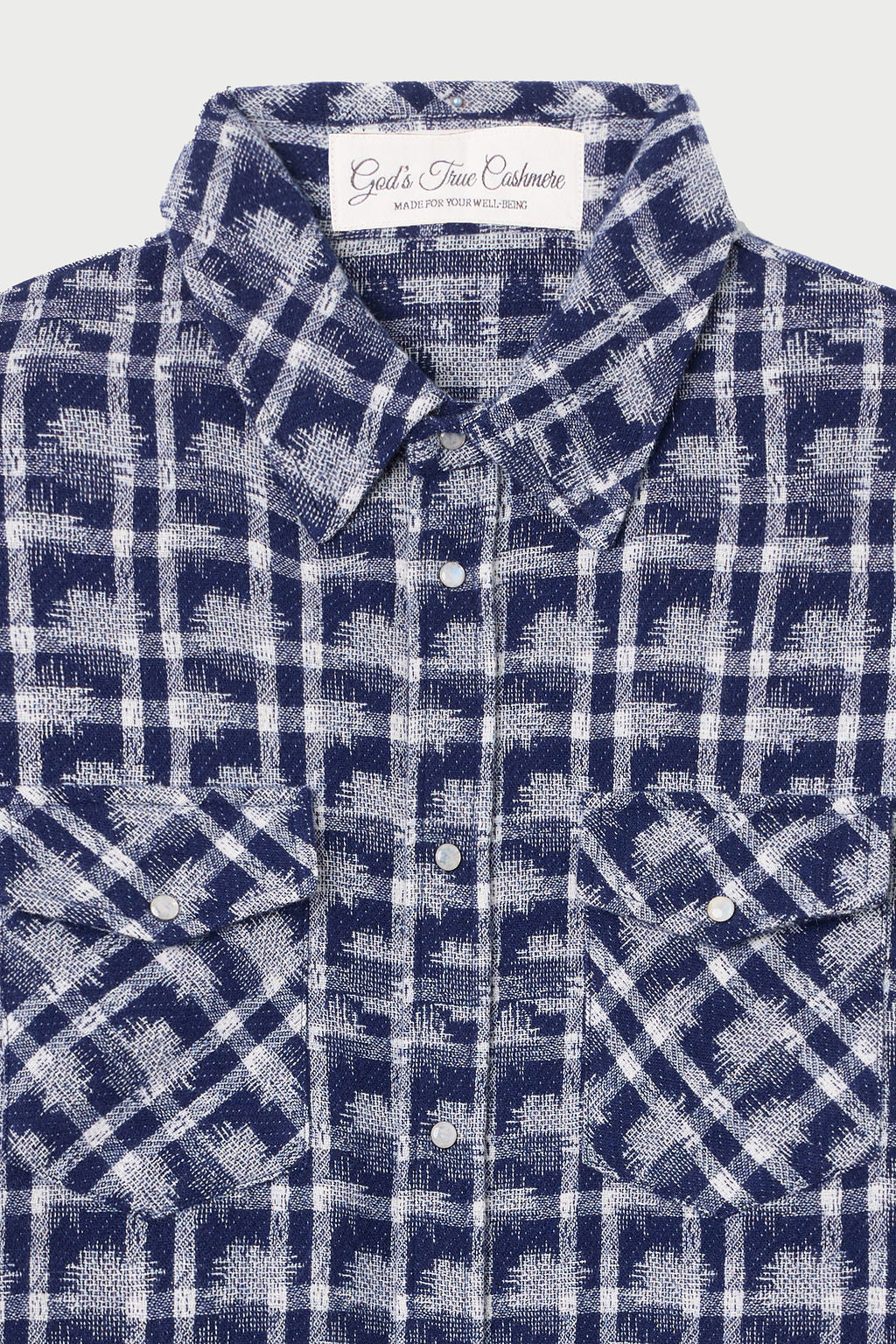 Shibori Plaid Cashmere Shirt