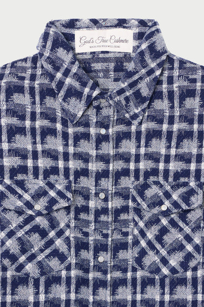 Shibori Plaid Cashmere Shirt