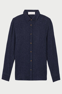 Midnight Cashmere Twill Donegal Shirt