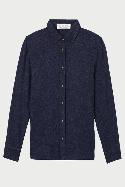 Midnight Cashmere Twill Donegal Shirt
