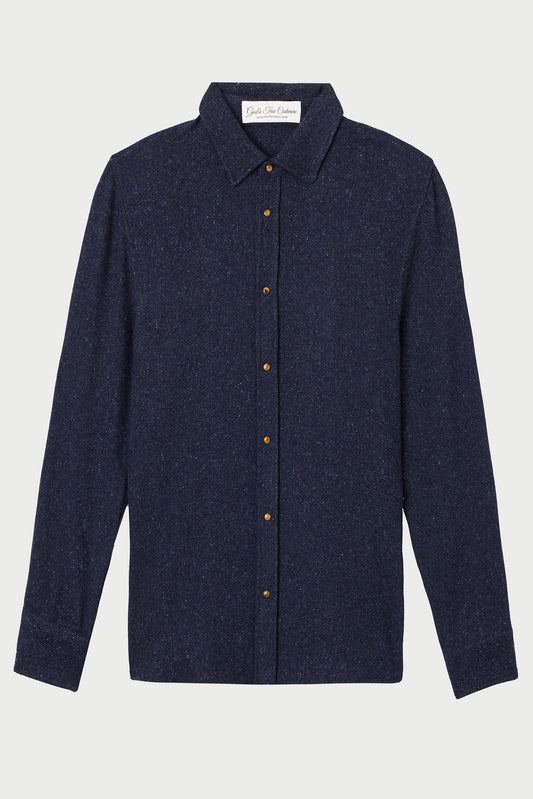 Midnight Cashmere Twill Donegal Shirt