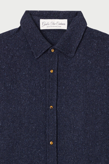 Midnight Cashmere Twill Donegal Shirt
