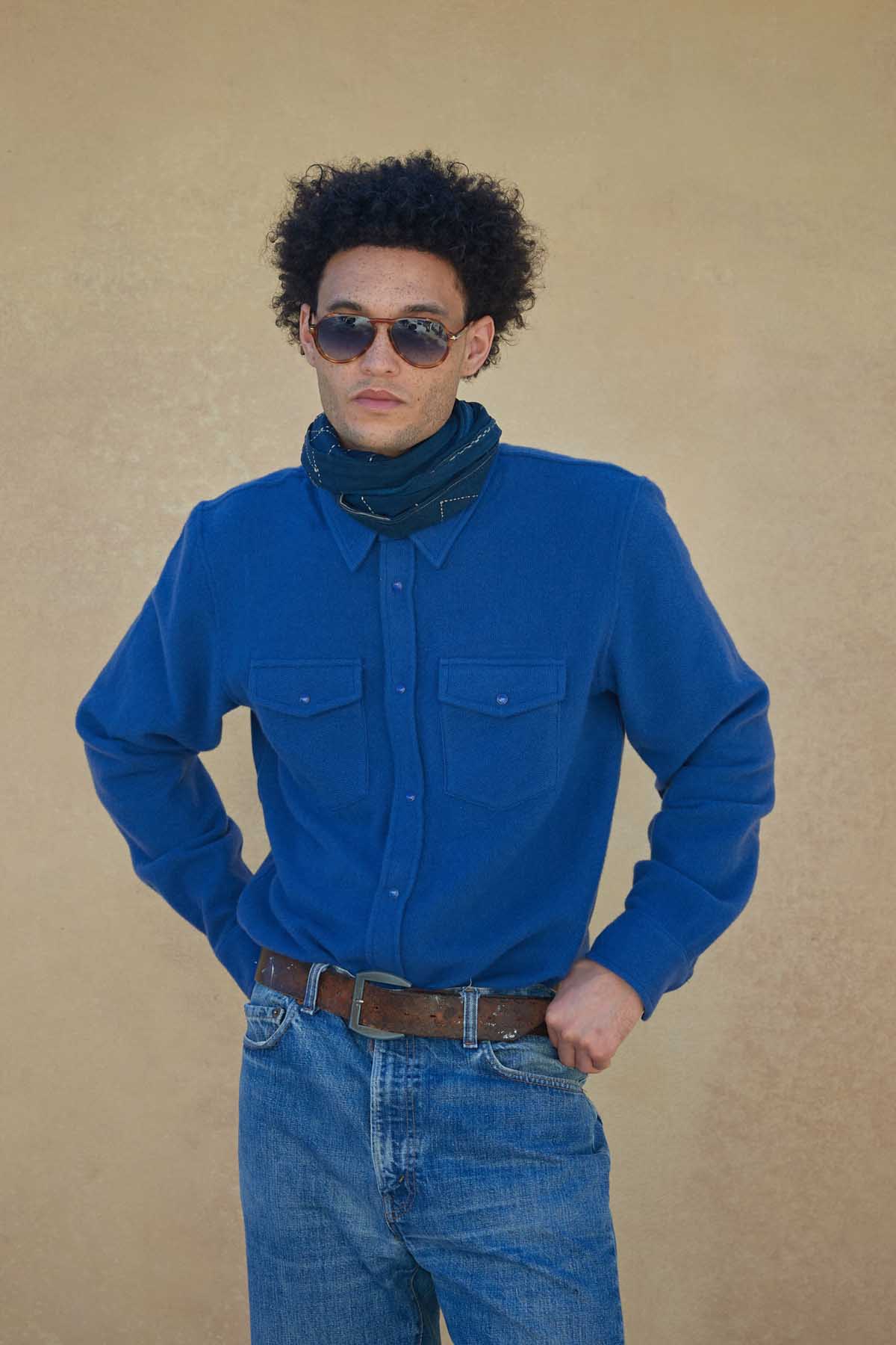 Navy Cashmere Shirt