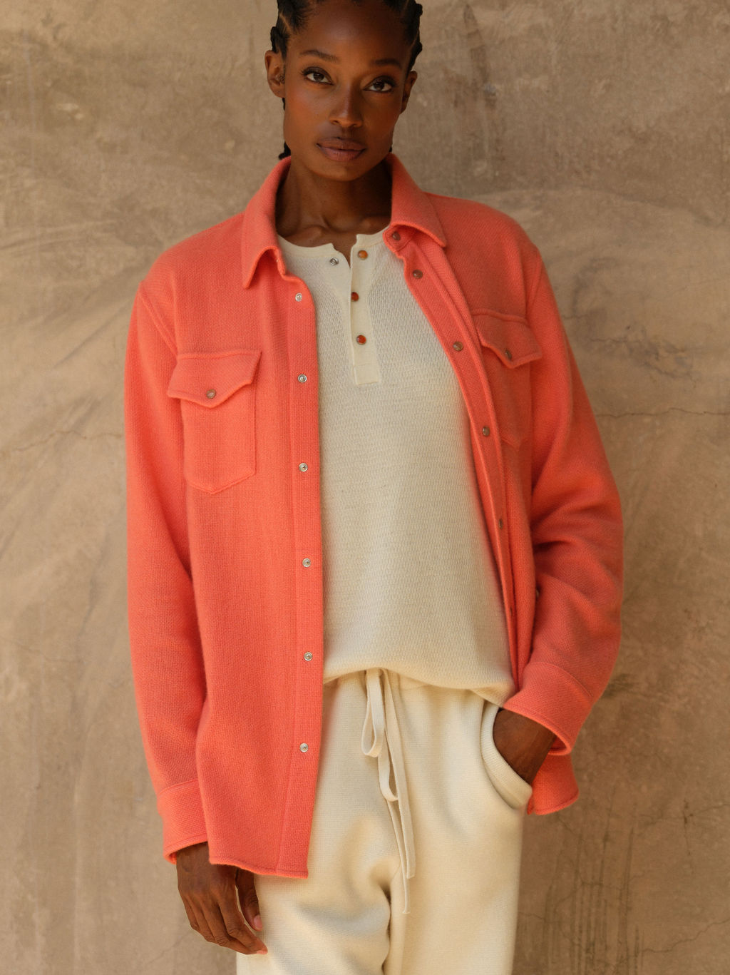 Antique Ivory Cashmere Henley