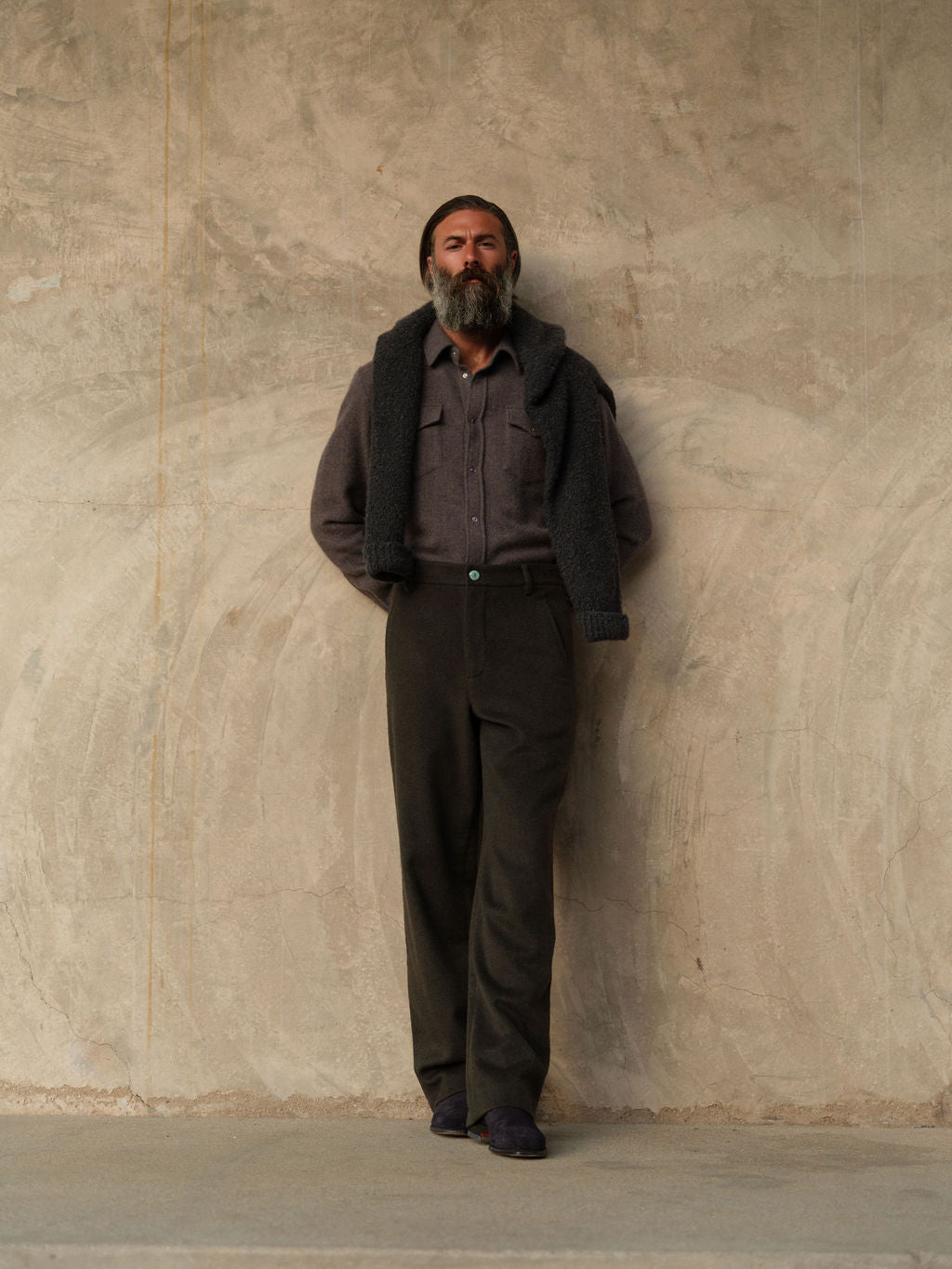 Army Brushed Cashmere Wide Leg Pant