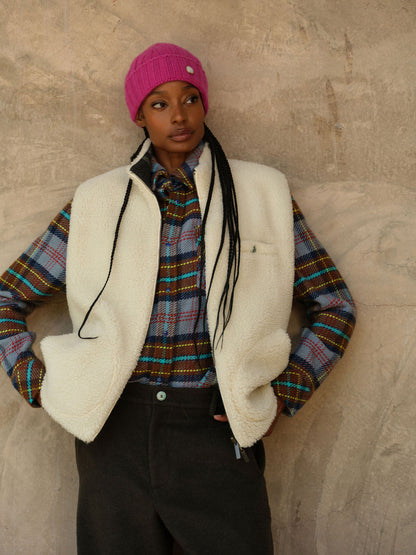 Ivory Cashmere Sherpa Vest