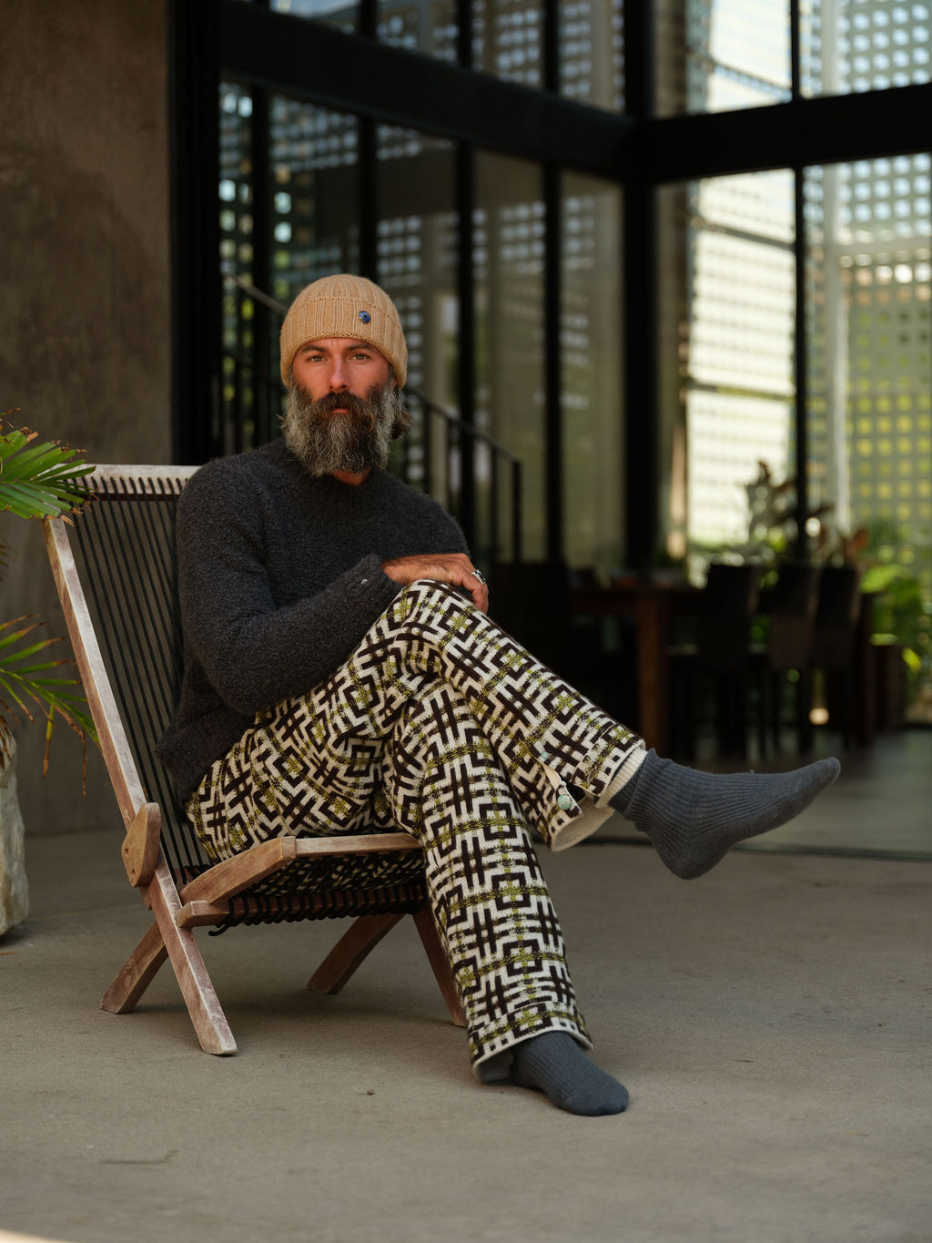 Lime Antique Geo Cashmere Knit Pant