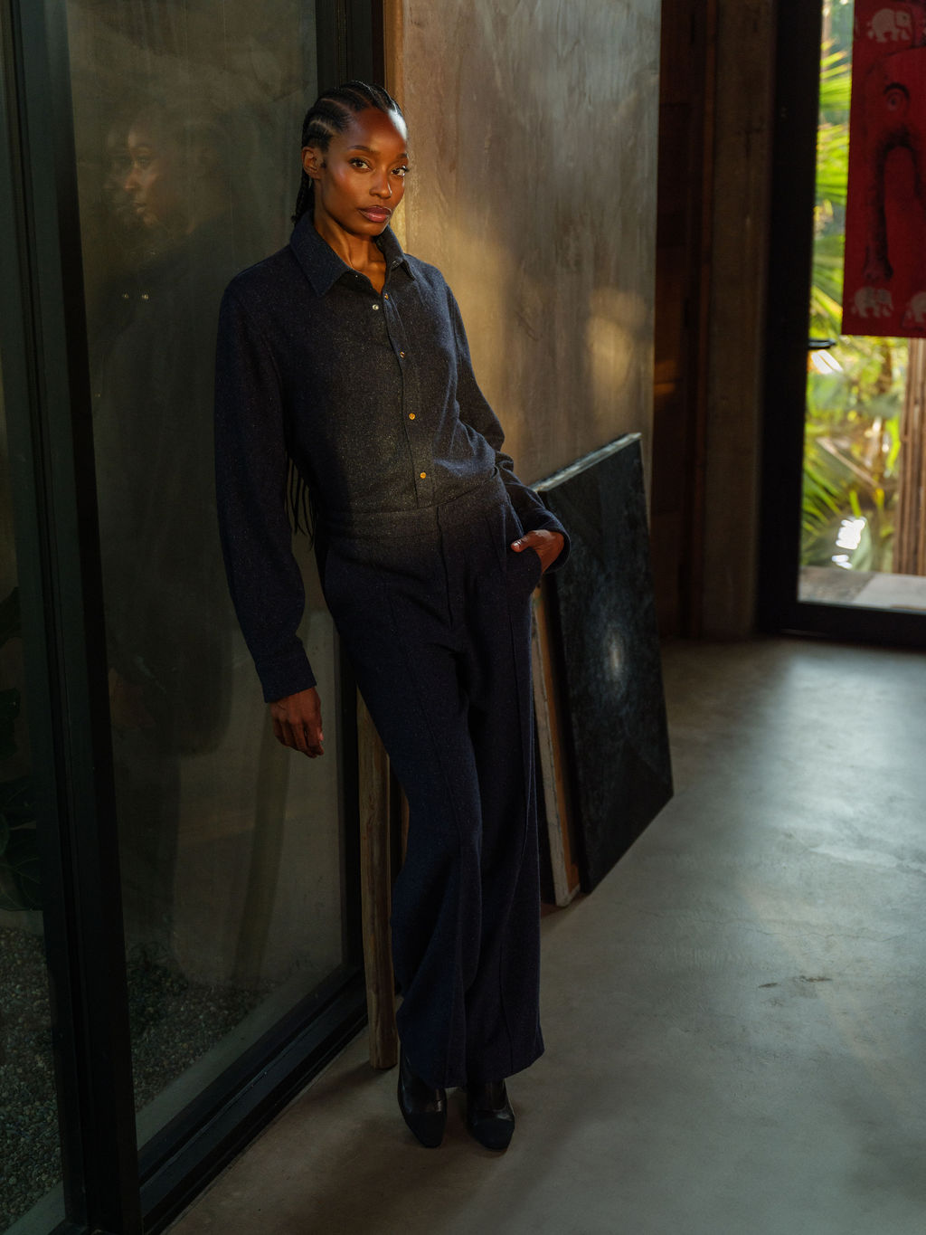 Midnight Cashmere Twill Donegal Shirt