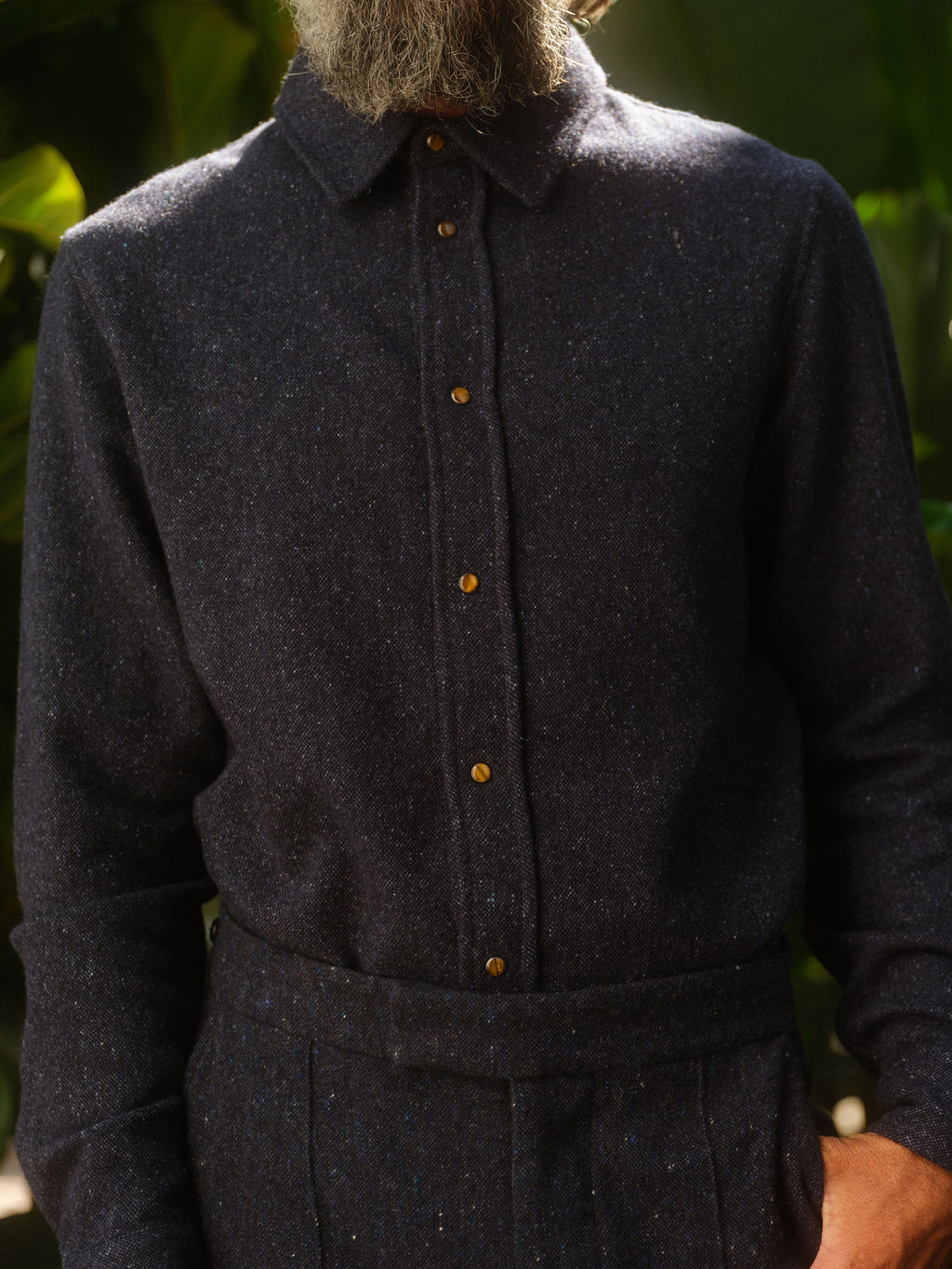 Midnight Cashmere Twill Donegal Shirt
