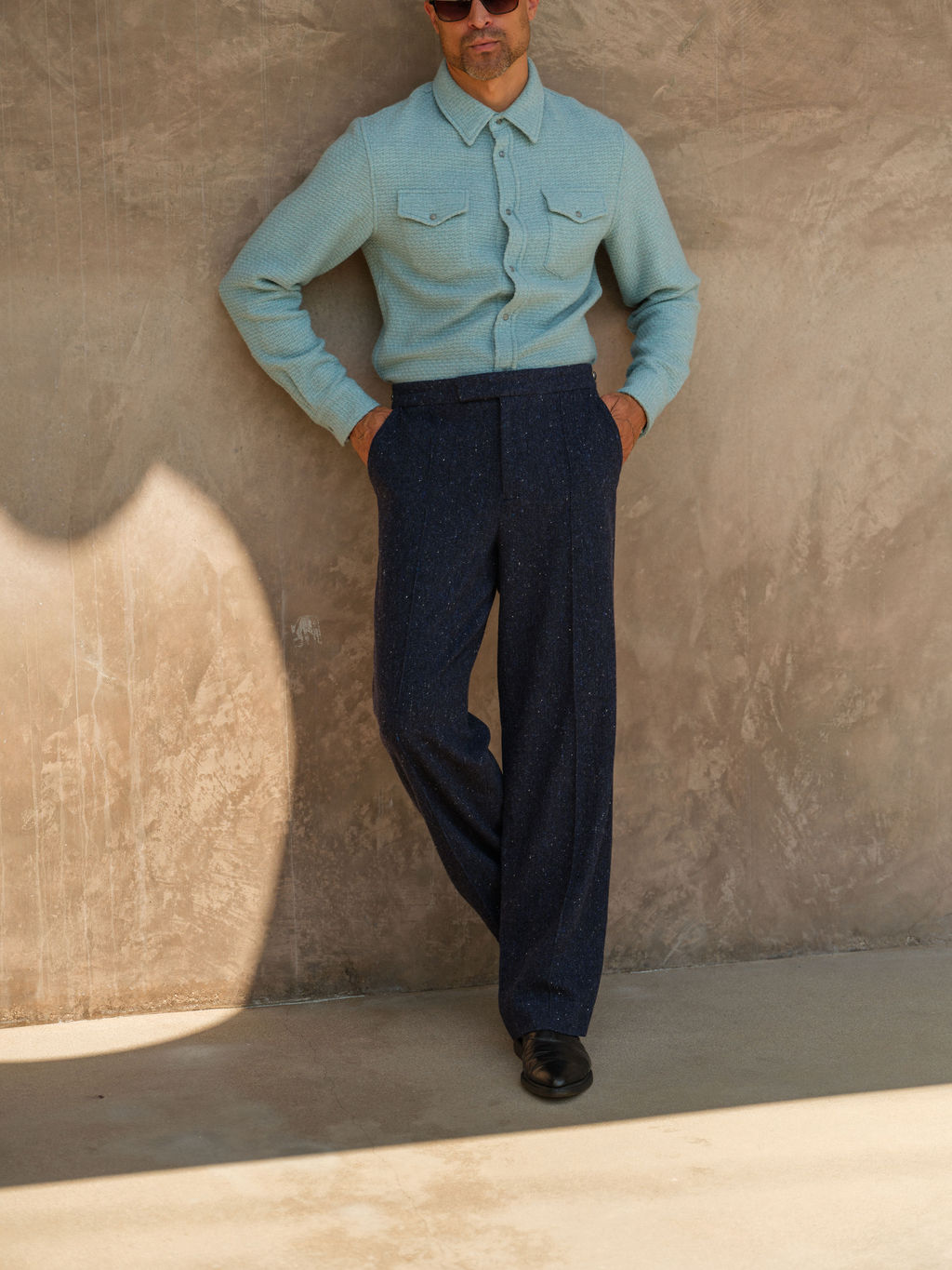 Midnight Cashmere Twill Donegal Trouser