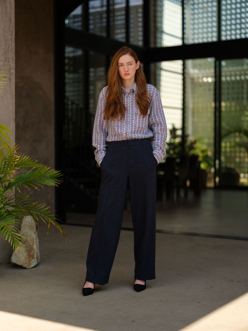 Midnight Cashmere Twill Donegal Trouser