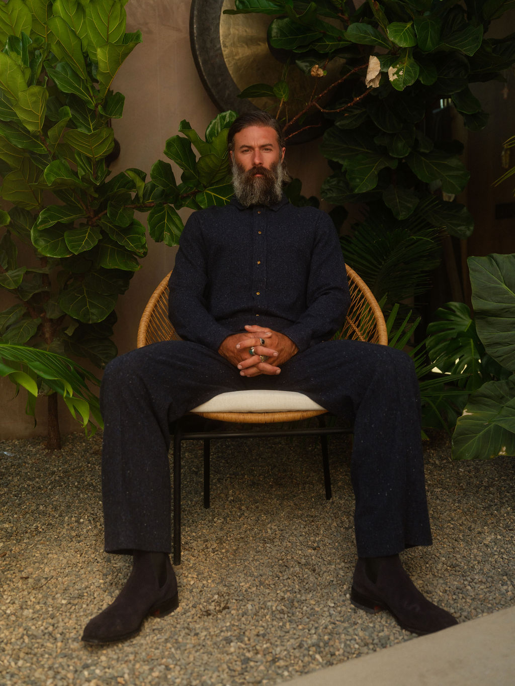 Midnight Cashmere Twill Donegal Trouser