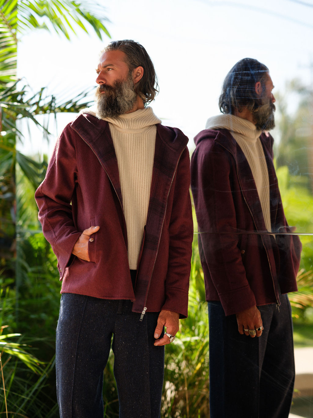 Maroon Double Face Cashmere Hoodie