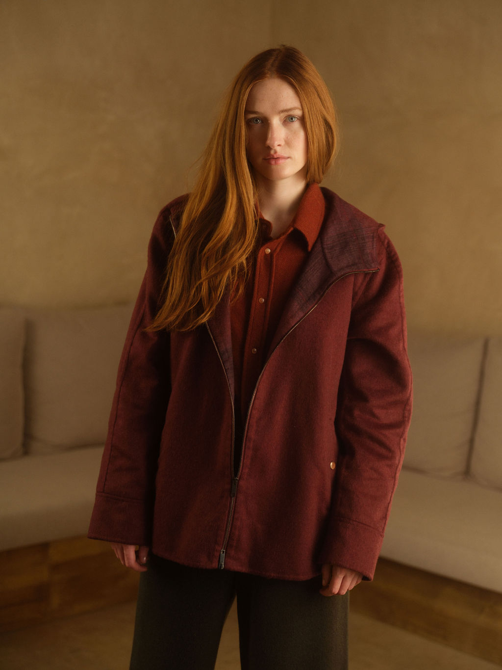 Maroon Double Face Cashmere Hoodie