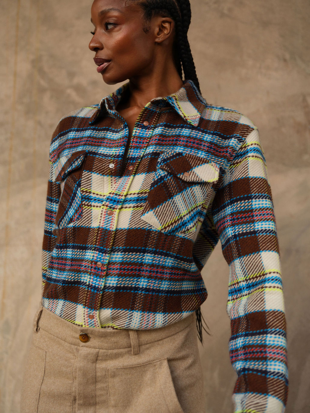 Mocha Tartan Cashmere Shirt