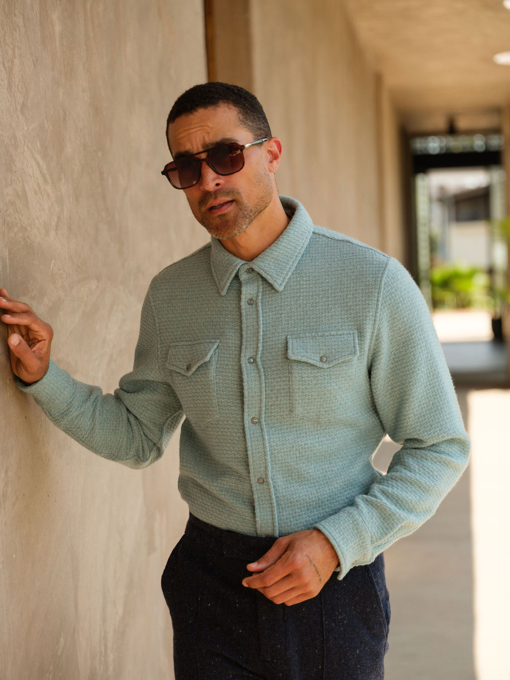 Stardust Waffle Cashmere Shirt