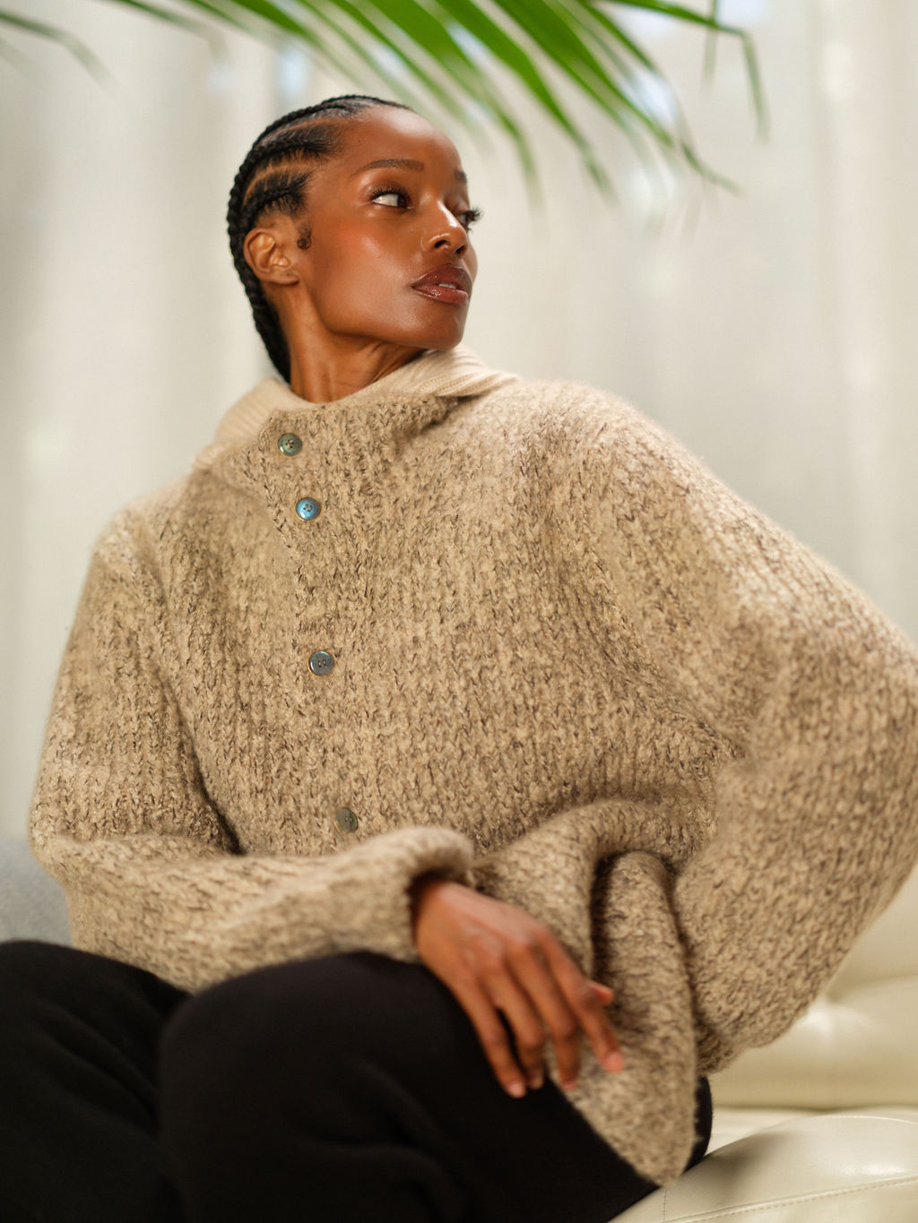 Taupe Melange Cashmere Cloud Cardigan