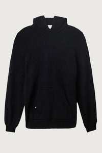Black Milano Knit Cashmere Logo Hoodie