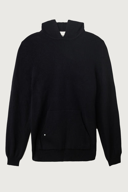 Black Milano Knit Cashmere Logo Hoodie