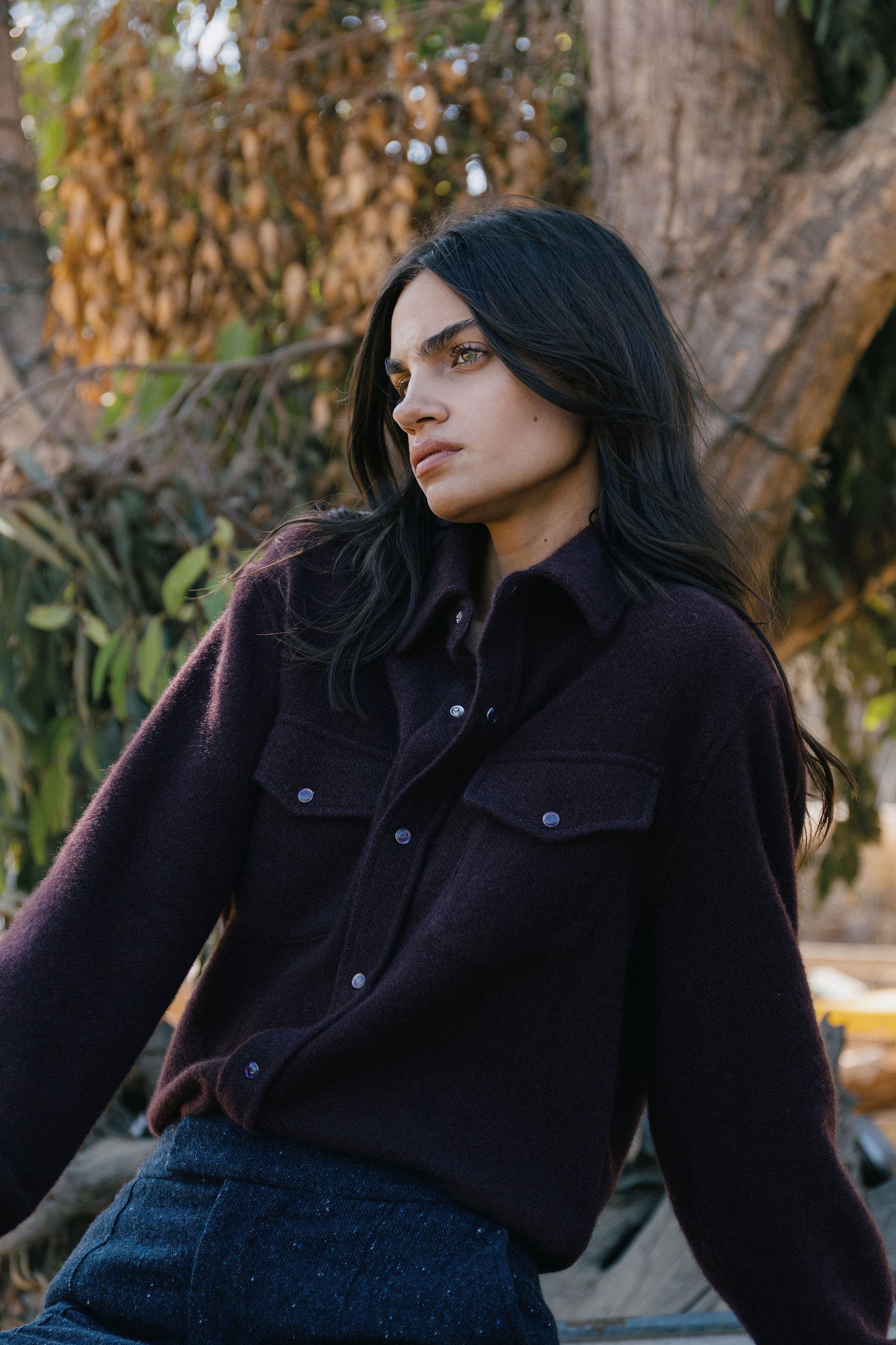 Claret Solid Cashmere Shirt