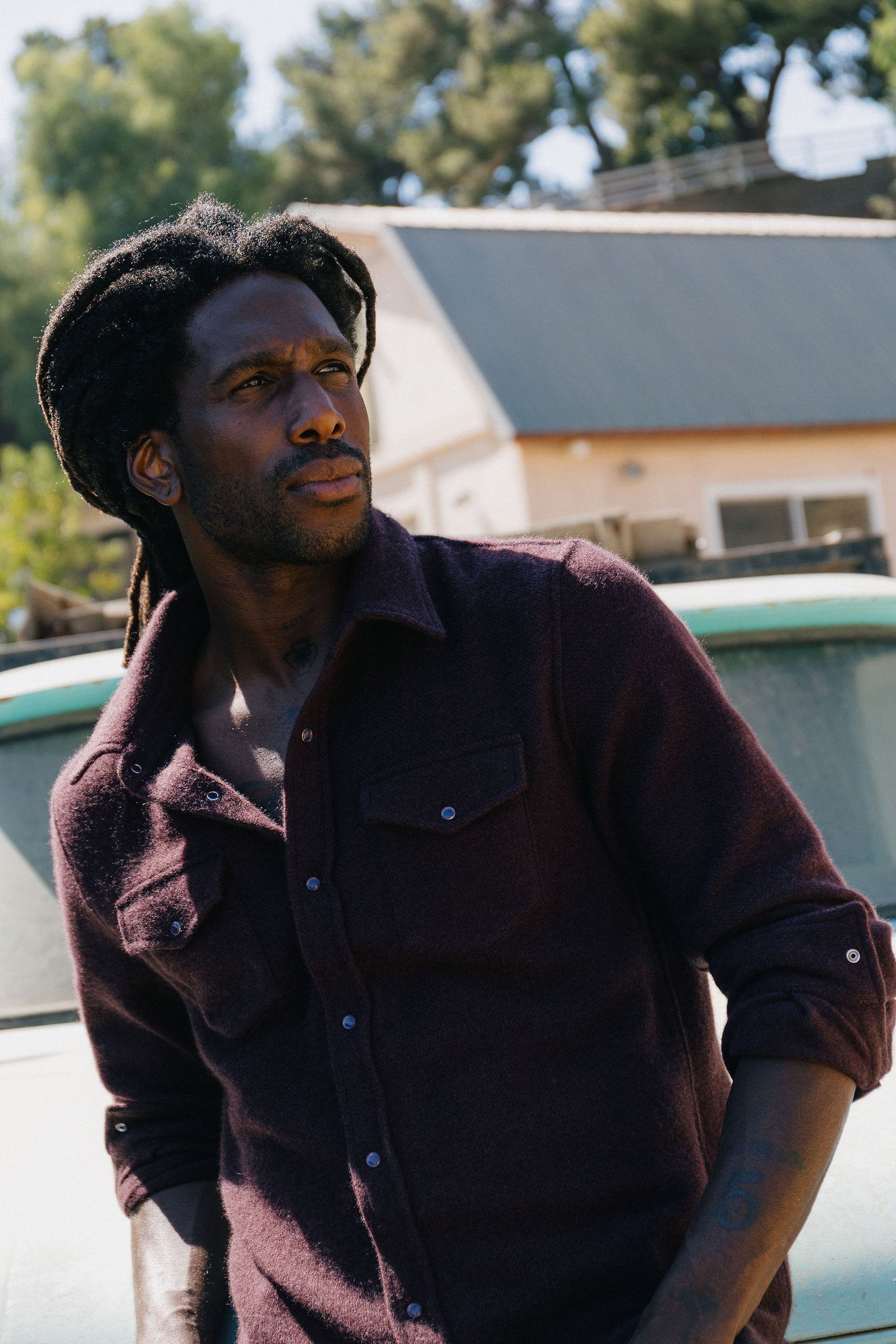 Claret Solid Cashmere Shirt