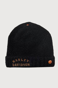 Black Boucle Cashmere Beanie