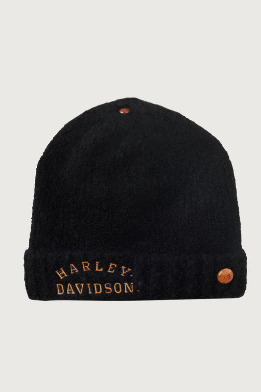 Black Boucle Cashmere Beanie