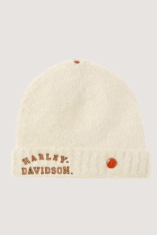 Ivory Boucle Cashmere Beanie