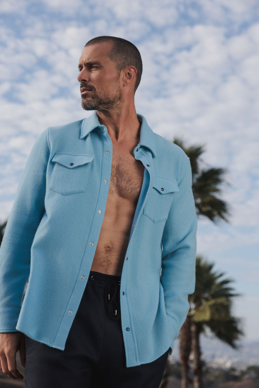 Blue Lagoon Solid Cashmere Shirt